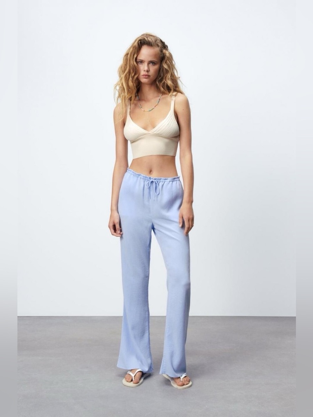 ZARA Textured Wide Leg Pants